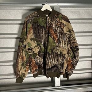Vintage 90s Spartan Outdoors Realtree Camo Bomber Jacket Mens XL Hunting USA